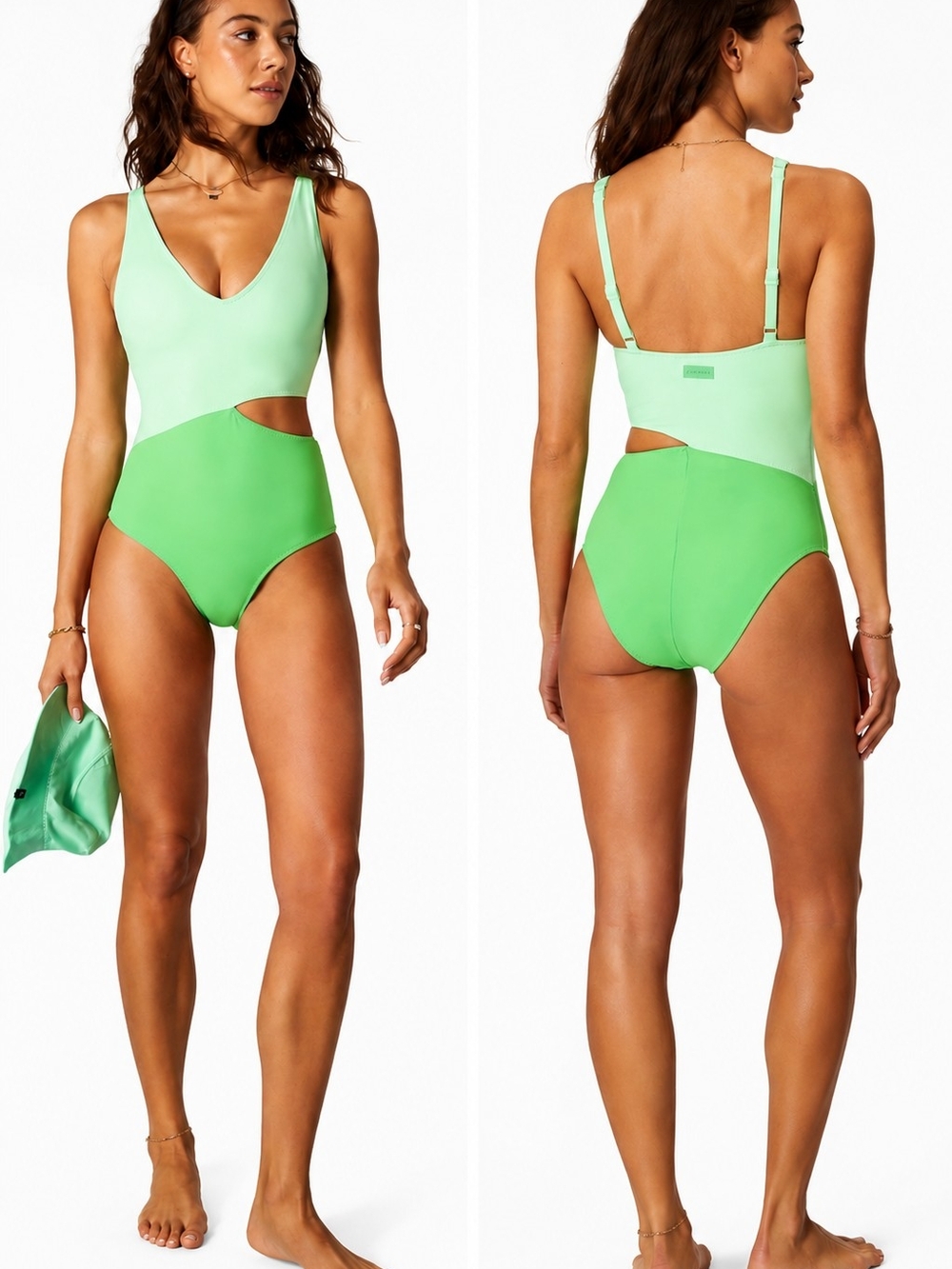 Fabletics XL Green Asymmetrical Cut Out One Piece summer cruise Swimsuit